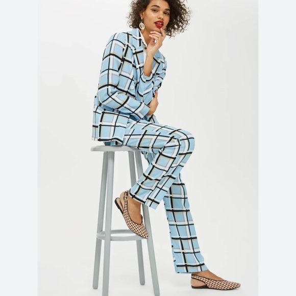 TopShop Blue Window Pane Plaid Blazer - Picture 10 of 13